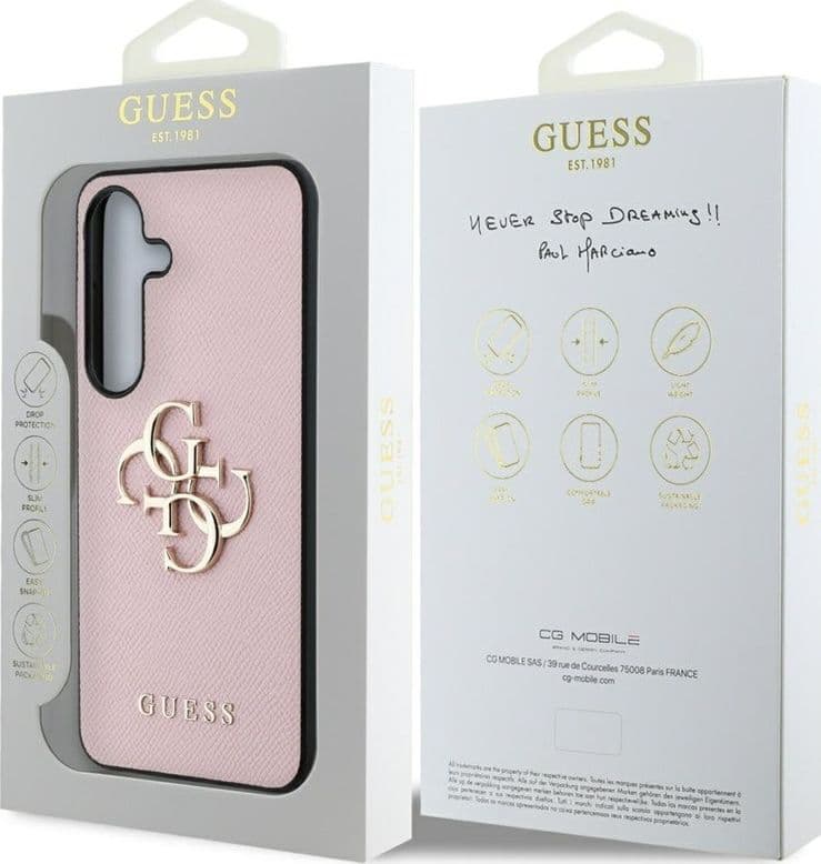 Guess Grained Big 4G Logo Small Classic Logo - Case for Samsung Galaxy S25 (pink) - 8