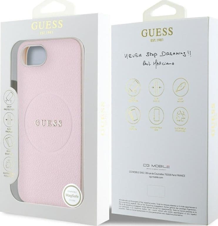 Guess Grained Ring MagSafe - Case for iPhone 16e (pink) - 8