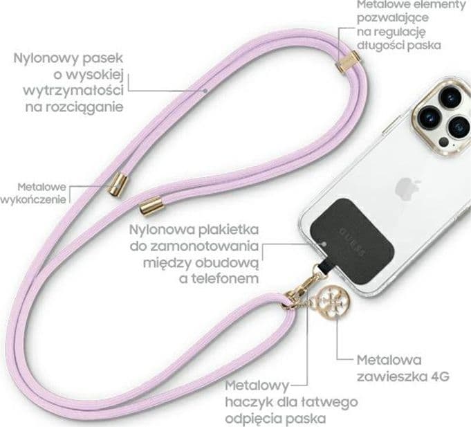 Guess CBDY Cord Nylon 4G Metal Charm - Universal phone strap (lilac) - 2