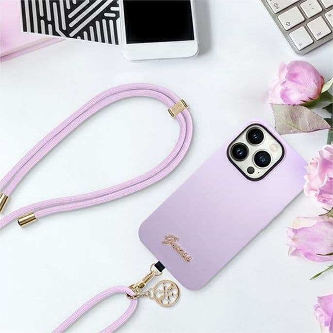 Guess CBDY Cord Nylon 4G Metal Charm - Universal phone strap (lilac) - 4