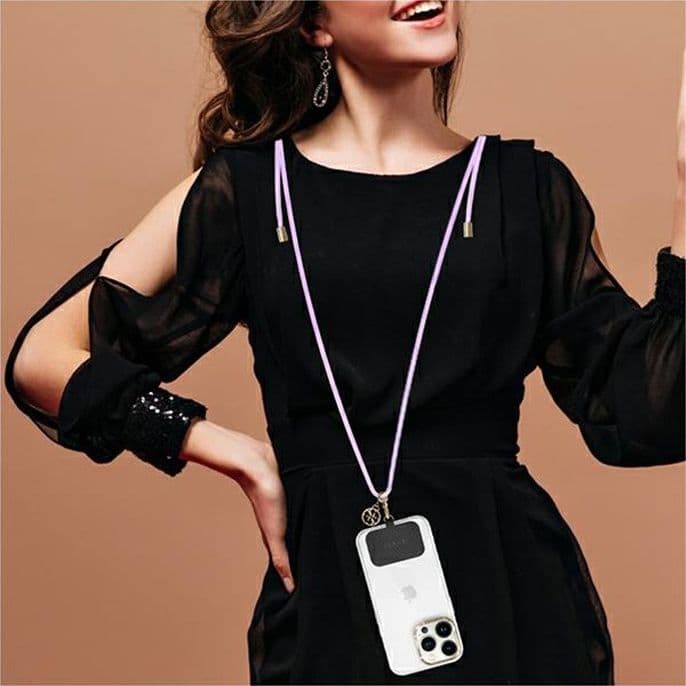 Guess CBDY Cord Nylon 4G Metal Charm - Universal phone strap (lilac) - 5