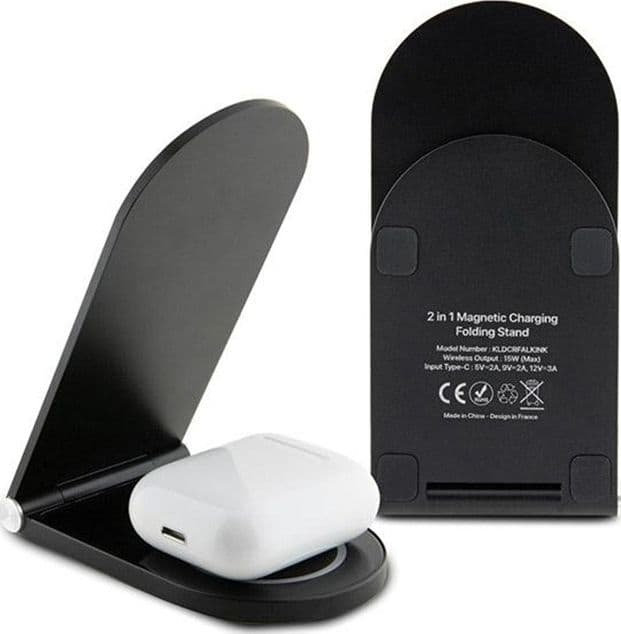 Karl Lagerfeld Ikonik MagSafe - Foldable 2-in-1 Inductive Charger with MagSafe for iPhone and AirPods 15W (black) - 3