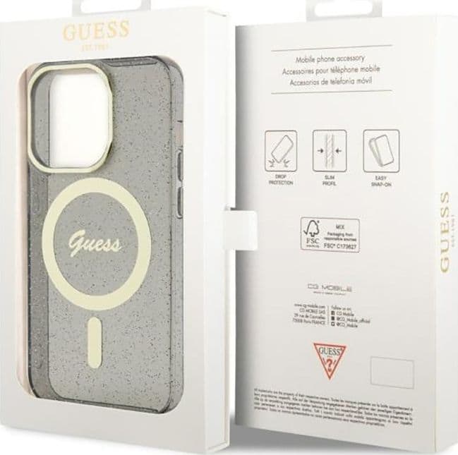 Guess Glitter Gold MagSafe - Case for iPhone 14 Pro (Black) - 8