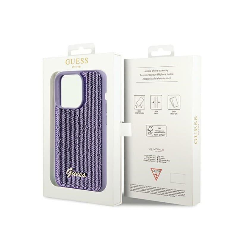 Guess Sequin Script Metal - Case for iPhone 14 Pro (purple) - 8
