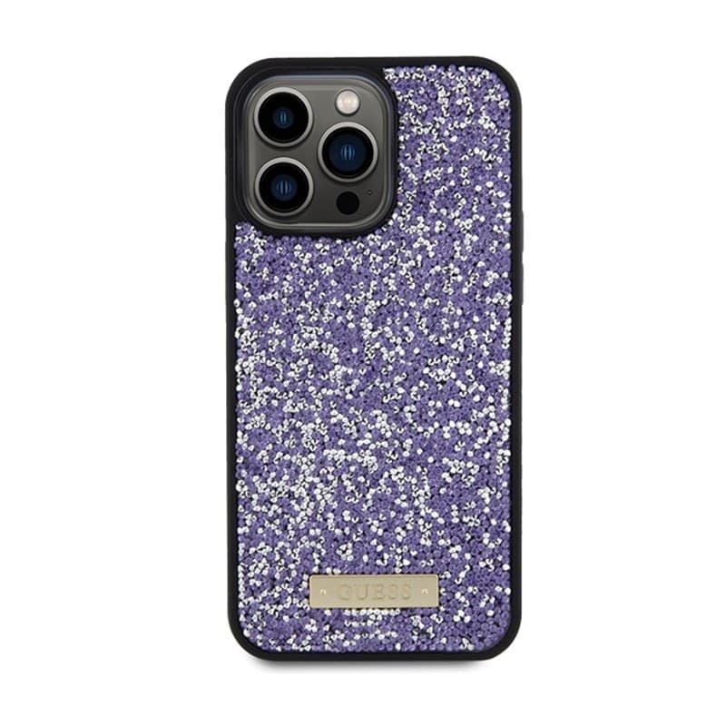 Guess Rhinestone Metal Logo - Case for iPhone 15 Pro (Pink) - 3
