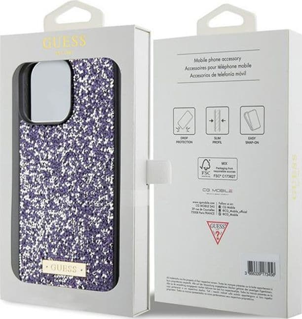 Guess Rhinestone Metal Logo - Case for iPhone 15 Pro (Pink) - 8