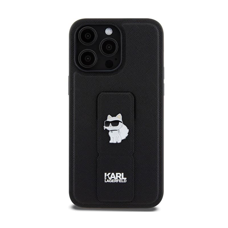 Karl Lagerfeld Gripstand Saffiano Choupette Pins - iPhone 13 Pro Case (black) - 3