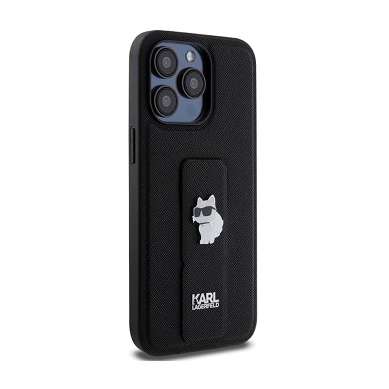 Karl Lagerfeld Gripstand Saffiano Choupette Pins - iPhone 13 Pro Case (black) - 4