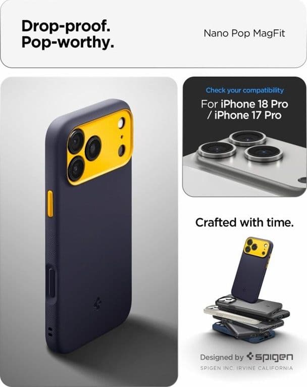 Spigen Nano Pop Mag MagSafe - Custodia per iPhone 18 Pro Max / 17 Pro Max (Blueberry Navy) - 10
