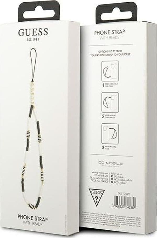 Guess Phone Strap Heishi Beads (Black/White) - 3