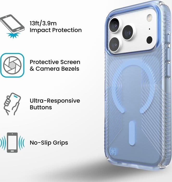Speck Presidio Lux Grip MagSafe - Custodia per iPhone 18 Pro / 17 Pro (Sable) - 10