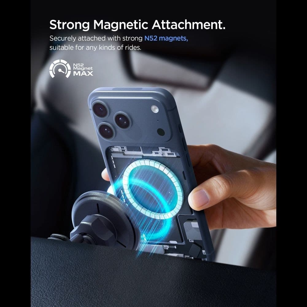 Spigen EV15MAQ Essential - Supporto per auto MagSafe 15W Qi2 da fissare alla bocchetta dell'aria (nero) - 3