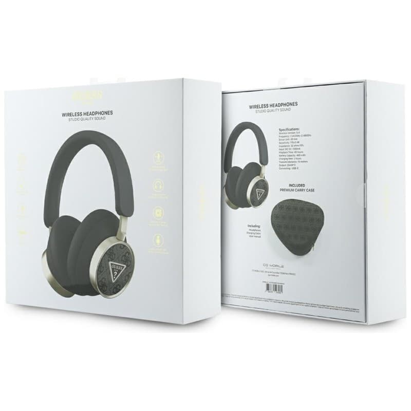 Cuffie on-ear wireless Bluetooth V5.4 ENC con logo triangolare Guess 4G (nere) - 8
