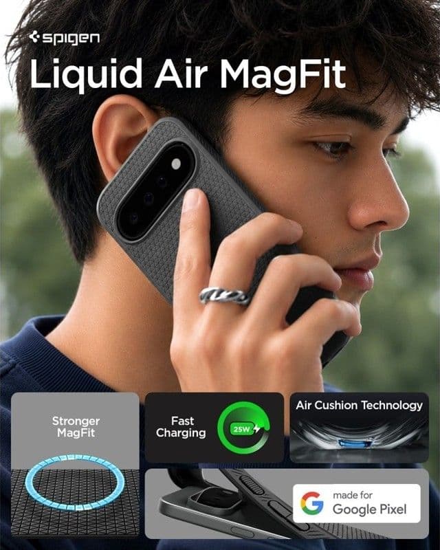 Spigen Liquid Air Mag MagSafe - Custodia per Google Pixel 11 (Nero opaco) - 6