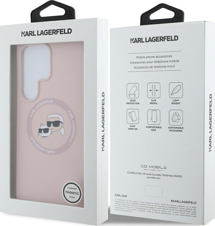 Karl Lagerfeld Silicone Double Heads And Circle MagSafe - Case for Samsung Galaxy S25 Ultra (Pink) - 8