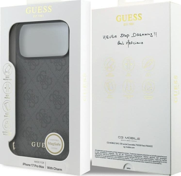 Guess 4G Charms Collection - Custodia MagSafe per iPhone 17 Pro Max (Nero) - 7