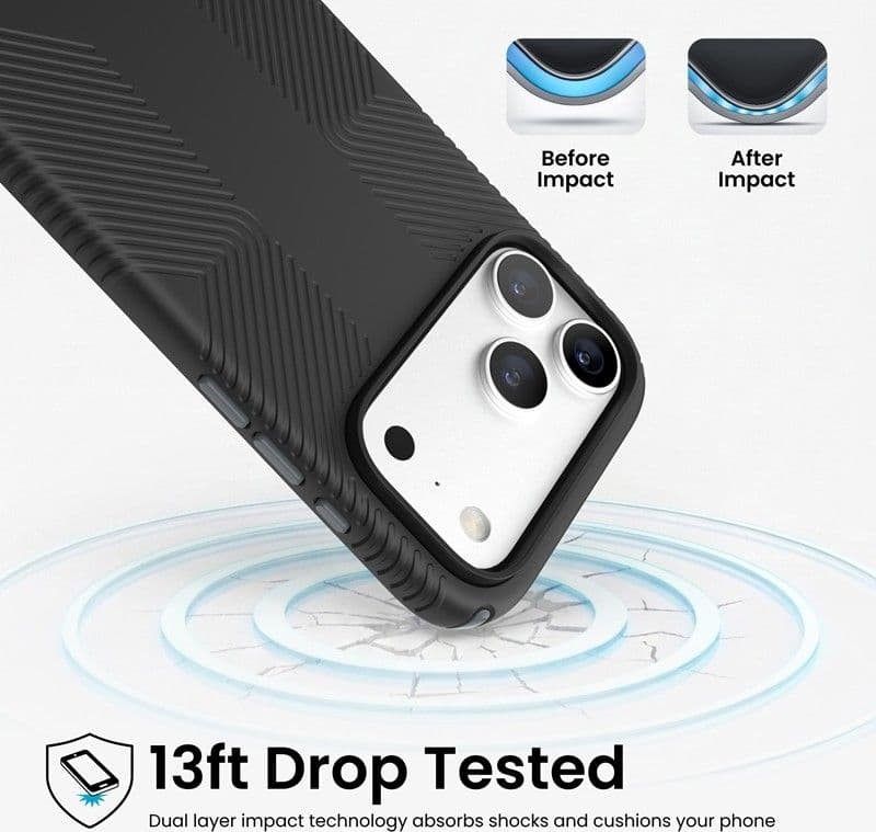 Custodia Speck Presidio2 Grip MagSafe per iPhone 18 Pro Max / 17 Pro Max (nera) - 8