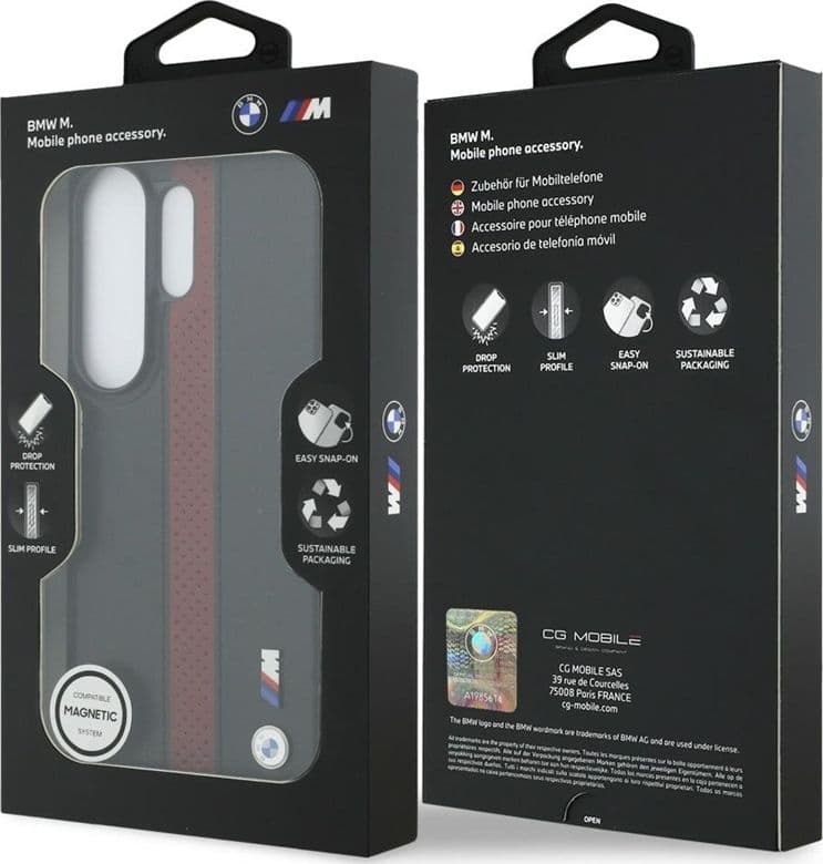 Custodia MagSafe con logo BMW M a strisce perforate - Samsung Galaxy S26 Ultra (rossa) - 8