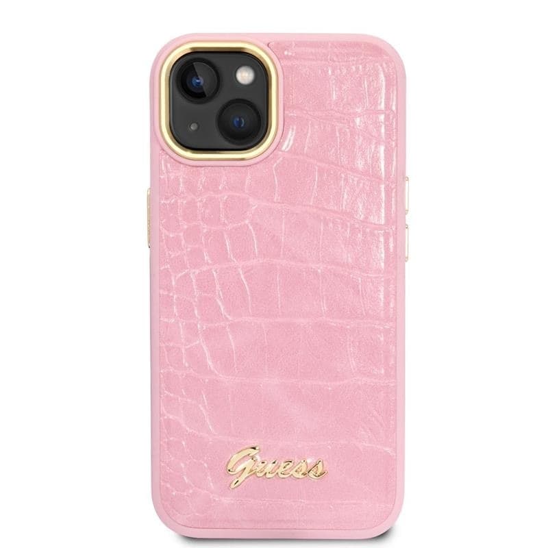 Guess Croco Collection - Case for iPhone 14 Plus (Pink) - 2
