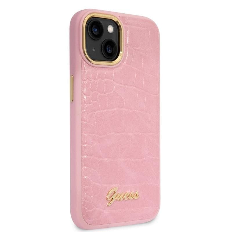 Guess Croco Collection - Case for iPhone 14 Plus (Pink) - 3
