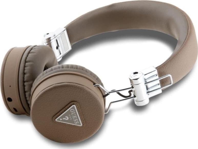 Guess Grained Classic Round Shape - Wireless Over-Ear Bluetooth ENC Headphones (Brown) - 2