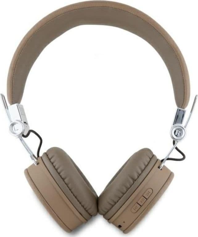 Guess Grained Classic Round Shape - Wireless Over-Ear Bluetooth ENC Headphones (Brown) - 3