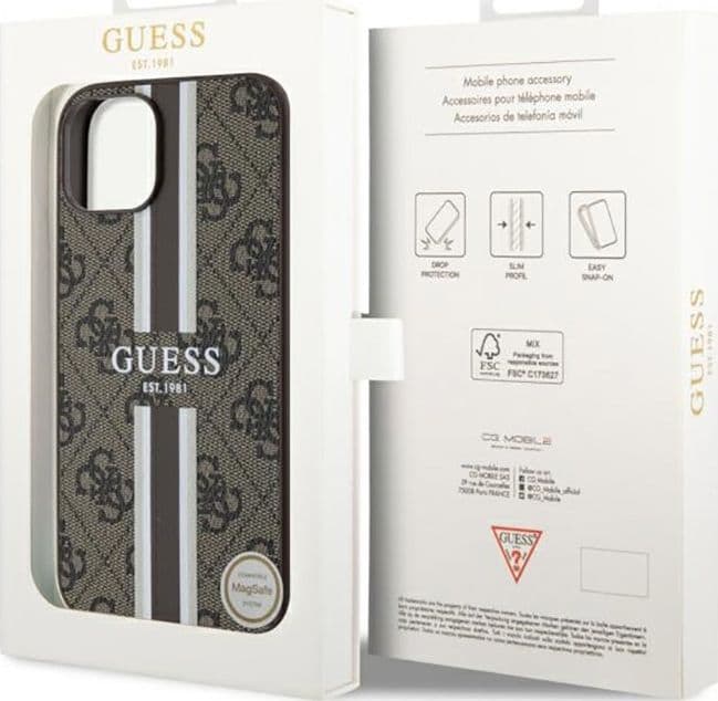 Guess 4G Printed Stripes MagSafe - Case for iPhone 14 (Brown) - 8