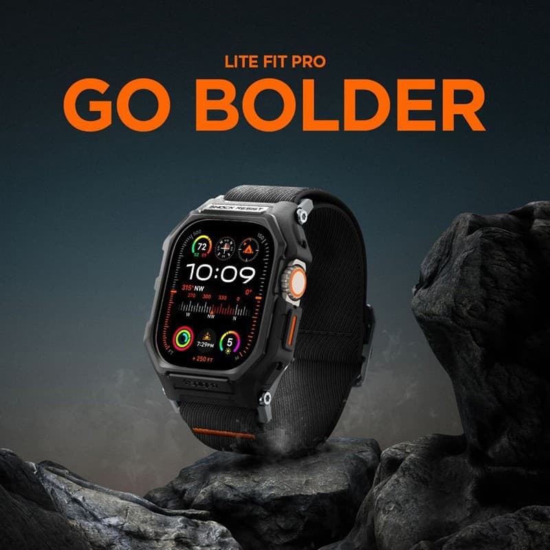 Spigen Lite Fit "Pro" - Case with Strap for Apple Watch Ultra 1/2 49 mm (Matte Black) - 10