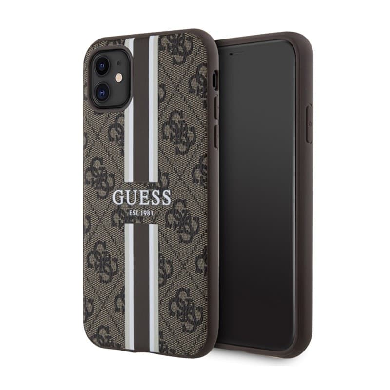 Guess 4G Printed Stripes MagSafe - Case for iPhone 11 (Brown)