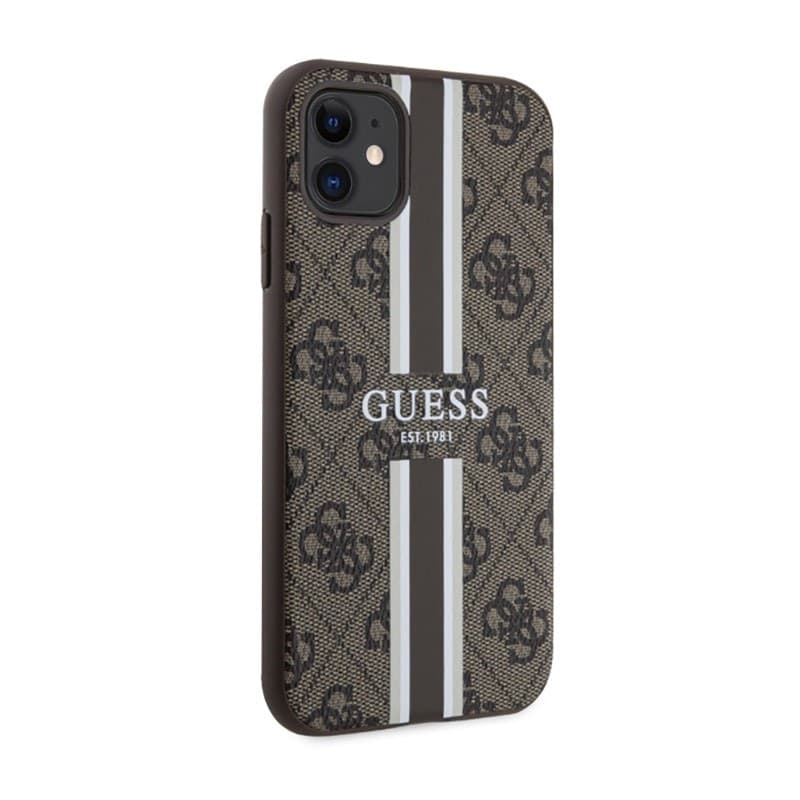 Guess 4G Printed Stripes MagSafe - Case for iPhone 11 (Brown) - 4