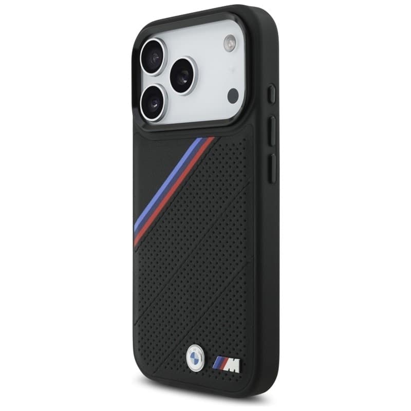 Custodia MagSafe con logo in metallo tricolore BMW M per iPhone 17 Pro (nera) - 2