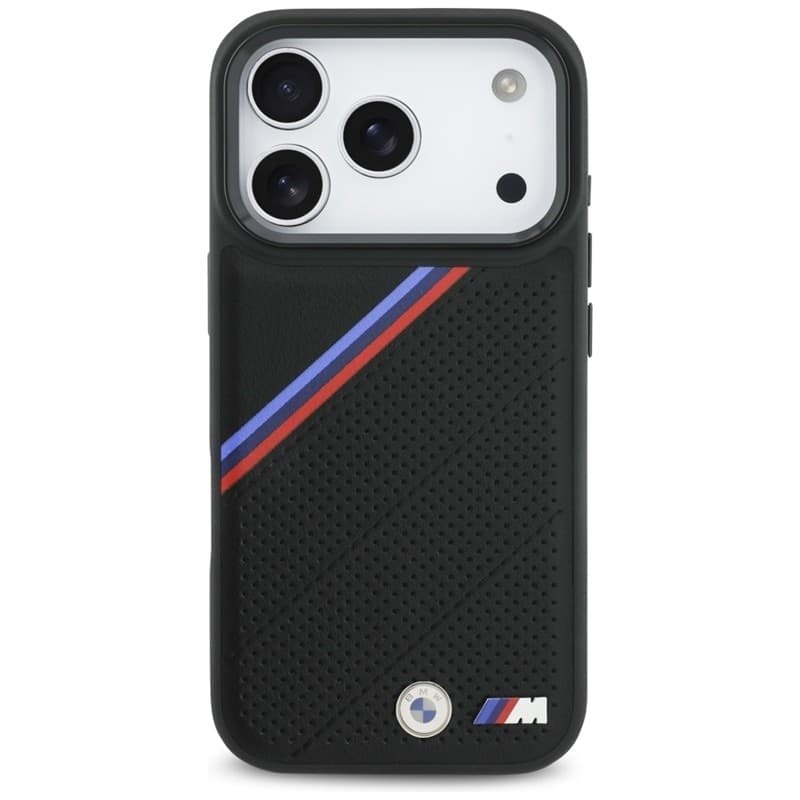 Custodia MagSafe con logo in metallo tricolore BMW M per iPhone 17 Pro (nera) - 3