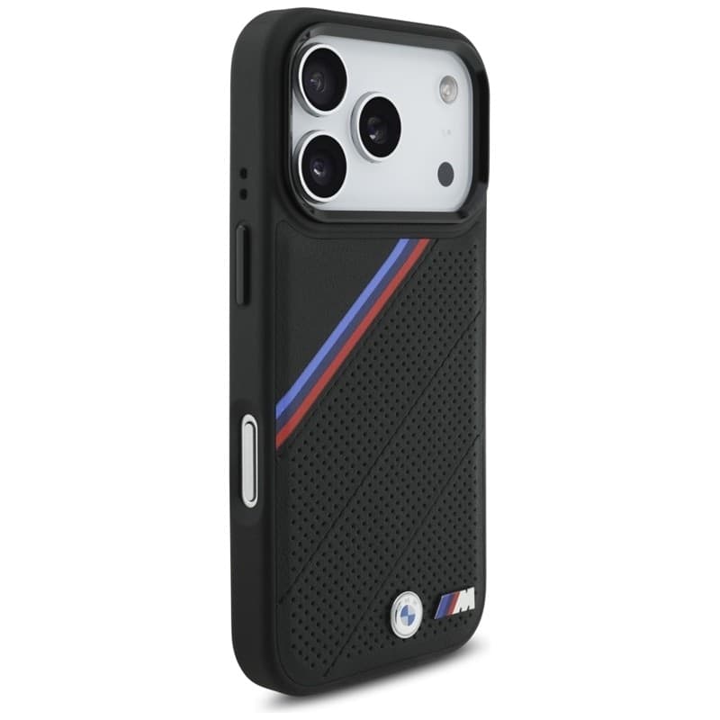 Custodia MagSafe con logo in metallo tricolore BMW M per iPhone 17 Pro (nera) - 4
