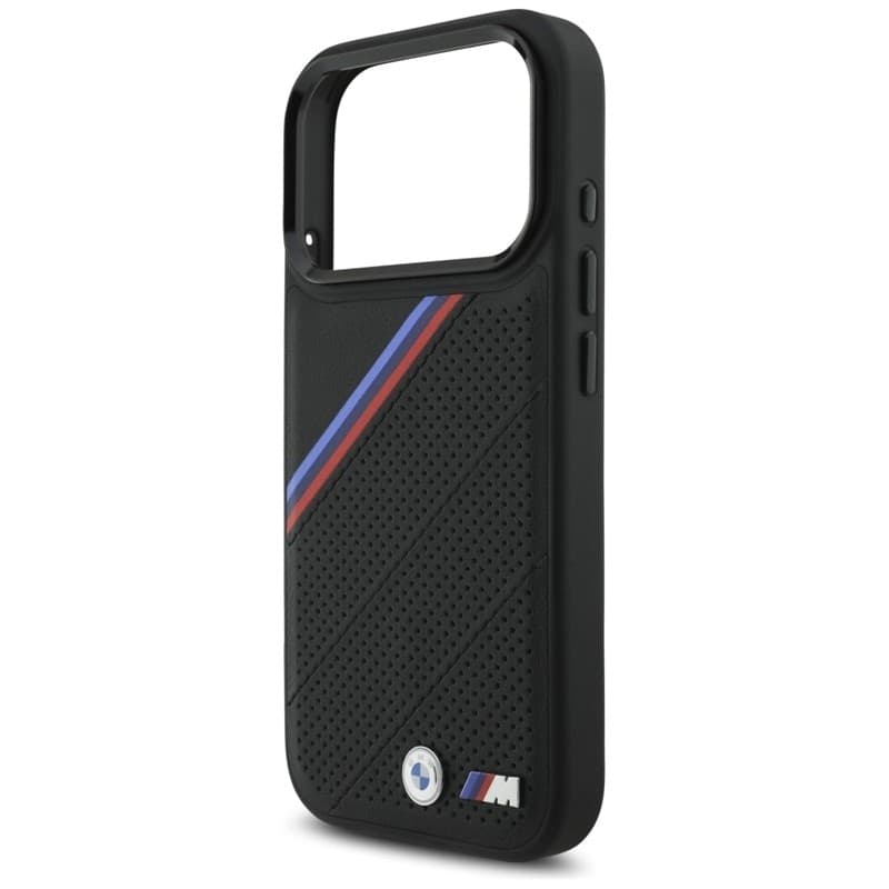Custodia MagSafe con logo in metallo tricolore BMW M per iPhone 17 Pro (nera) - 6