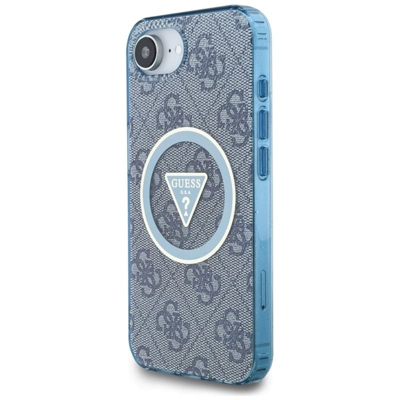 Guess IML Metal Glitter 4G Circle Triangle MagSafe - Case for iPhone 16e (blue) - 2