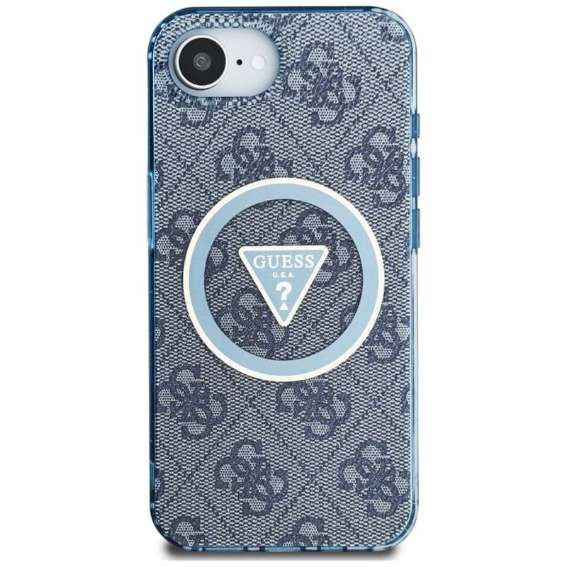 Guess IML Metal Glitter 4G Circle Triangle MagSafe - Case for iPhone 16e (blue) - 3