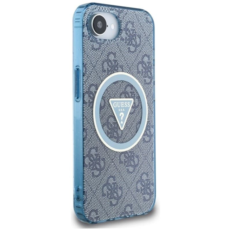 Guess IML Metal Glitter 4G Circle Triangle MagSafe - Case for iPhone 16e (blue) - 4