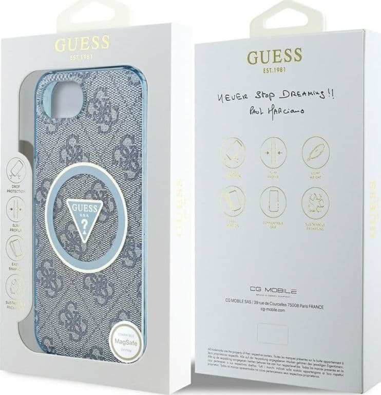 Guess IML Metal Glitter 4G Circle Triangle MagSafe - Case for iPhone 16e (blue) - 8