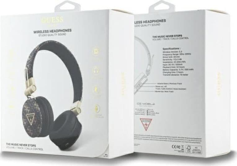 Guess 4G Triangle Round Shape - Wireless Over-Ear Bluetooth ENC Headphones (Black) - 4