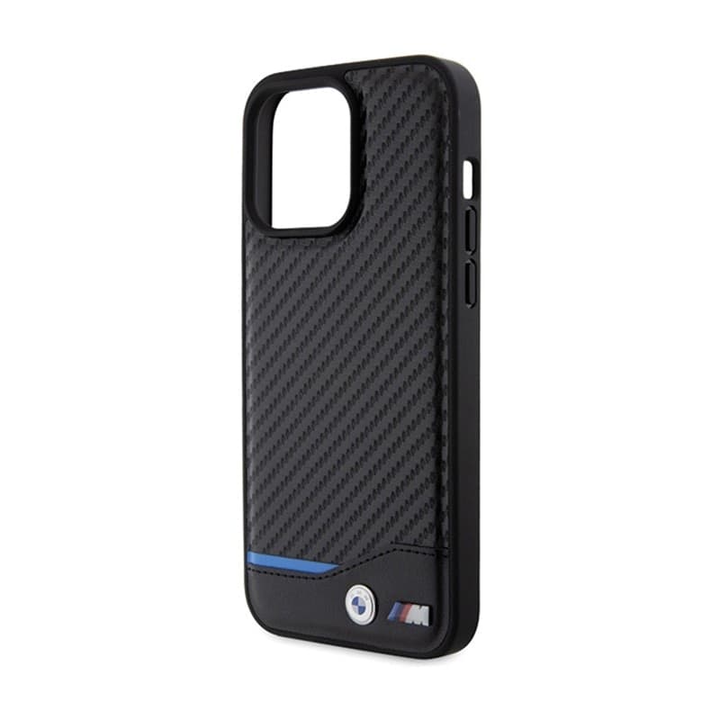 BMW Leather Carbon Blue Line - Case for iPhone 15 Pro Max (black) - 6