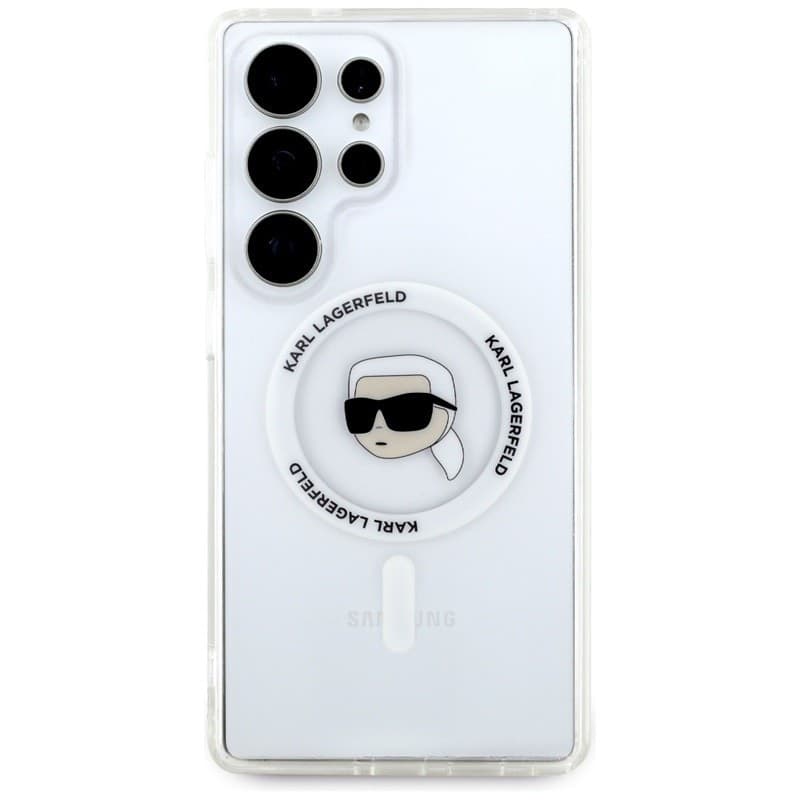 Karl Lagerfeld Button Karl Head Printed Logo MagSafe - Case for Samsung Galaxy S25 Ultra (White) - 3