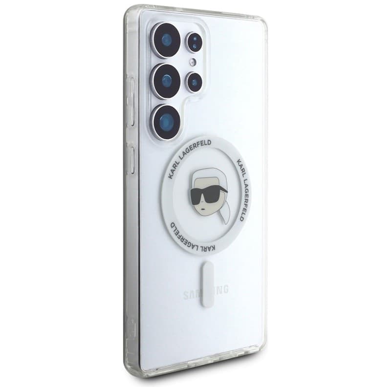 Karl Lagerfeld Button Karl Head Printed Logo MagSafe - Case for Samsung Galaxy S25 Ultra (White) - 4