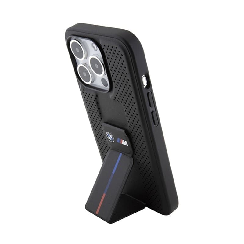 BMW Grip Stand Smooth & Perforated - Case for iPhone 15 Pro (Black) - 2