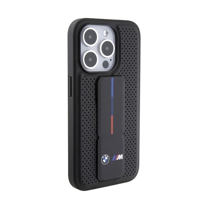 BMW Grip Stand Smooth & Perforated - Case for iPhone 15 Pro (Black) - 5