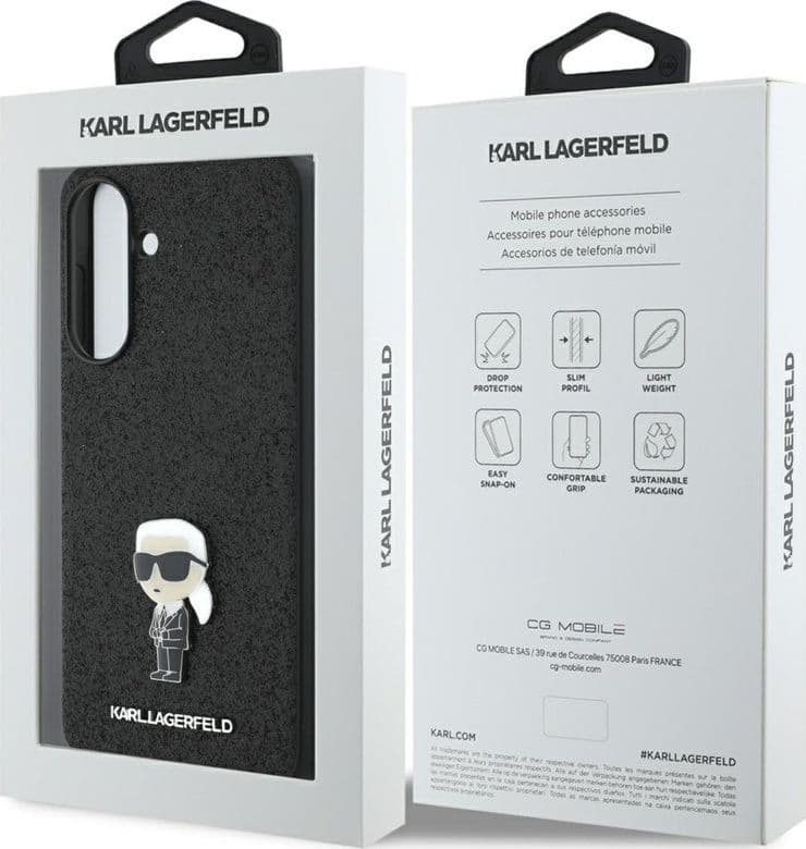 Karl Lagerfeld Fixed Glitter Ikonik Logo Metal Pin - Case for Samsung Galaxy A56 5G (black) - 14