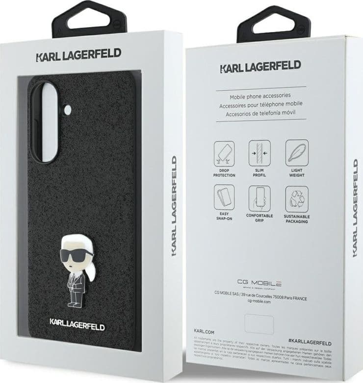 Karl Lagerfeld Fixed Glitter Ikonik Logo Metal Pin - Case for Samsung Galaxy A56 5G (black) - 7