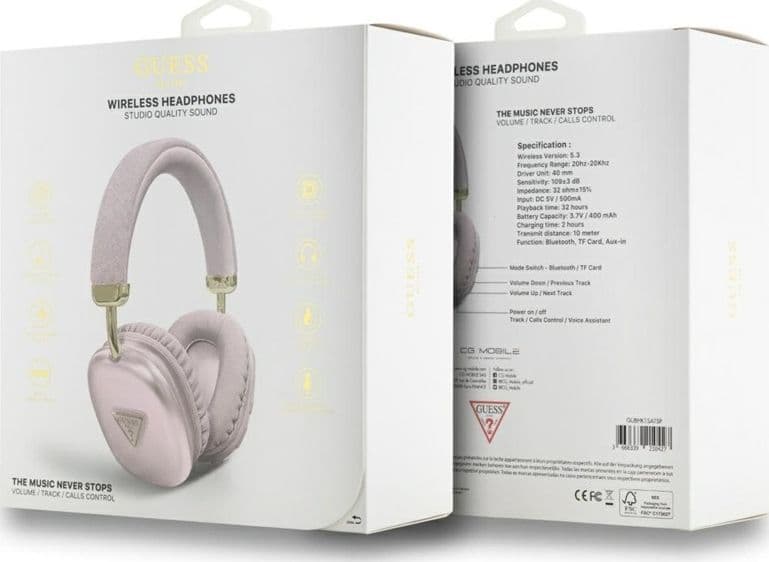 Guess Metallic Triangle Logo - Wireless Over-Ear Headphones Bluetooth V5.3 (pink) - 4