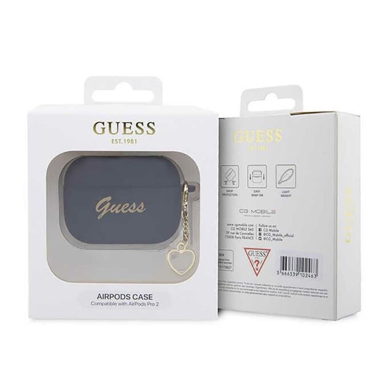 Guess Silicone Heart Charm - Case for Apple AirPods Pro 2 (Black) - 4