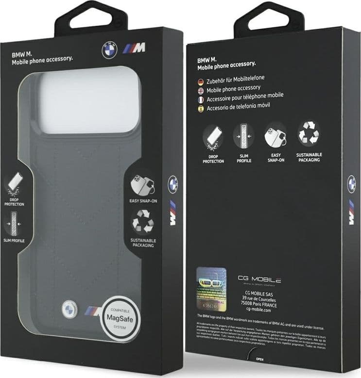 Custodia MagSafe con logo trapuntato BMW M per iPhone 17 Pro Max (nera) - 8