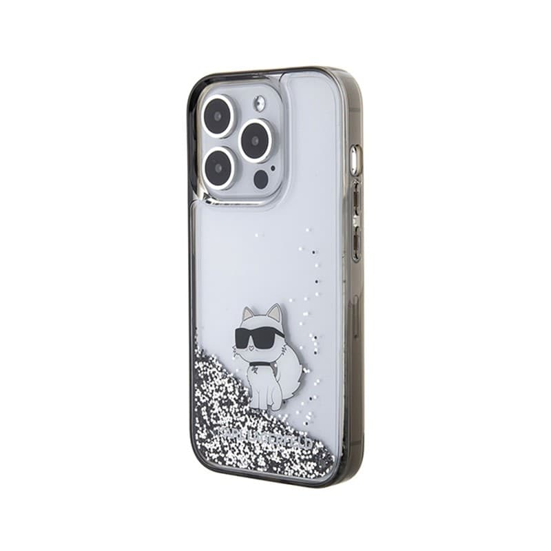 Karl Lagerfeld Liquid Glitter Choupette - iPhone 15 Pro Case (Transparent) - 2